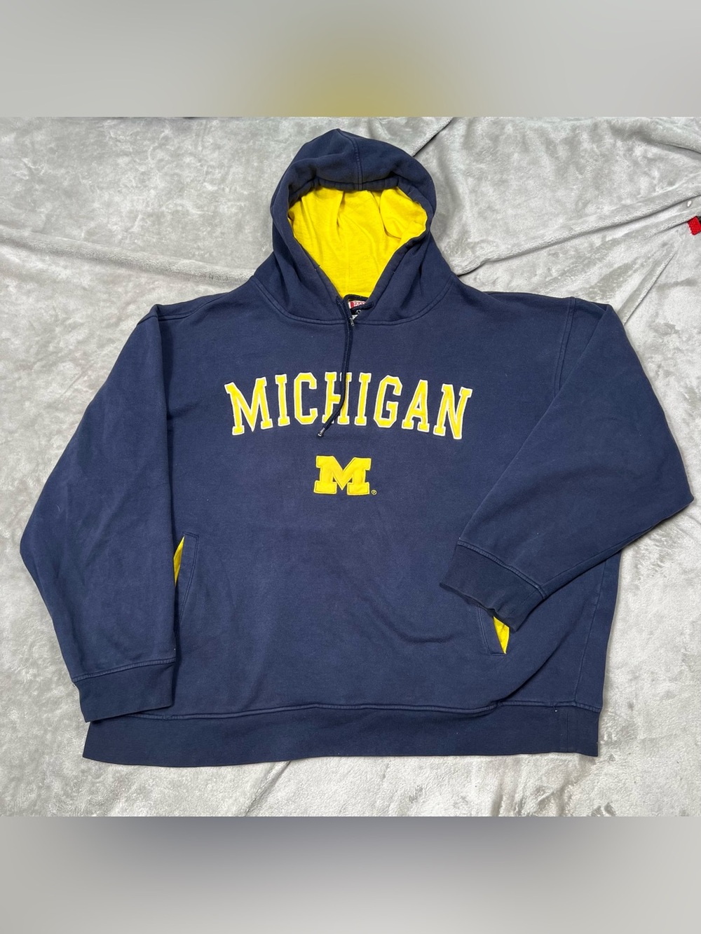 Vintage Russell Athletic Michigan Wolverines Hoodie Mens 2XL Blue Pullover 90s